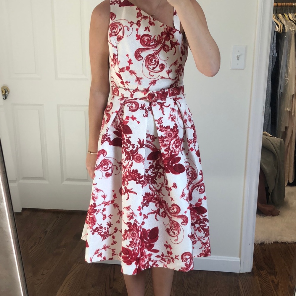 Size 10 Red and White Peplum Cocktail Dress
